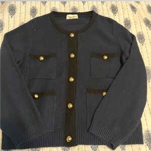 Elegant Blue Cardigan with Gold Buttons